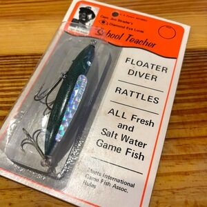 VTG Fishing Lure School Teacher Diamond Eye Rattler By Capt‎ Jim Straders NOS